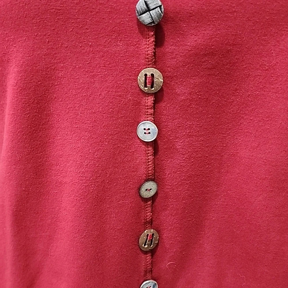 Neon Buddha Sweatshirt Tunic Cowl Neck Boho Buttons Exposed Seams Size Small